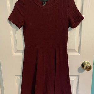 Forever 21 Maroon Ribbed Knit Dress